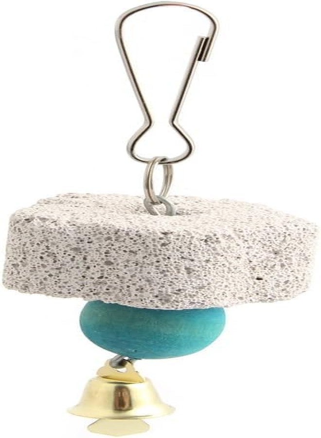 BWESOO Cute Bird Grinding Beak Calcium Stone with Bell Mineral Lava Block Trimming Teeth Chewing Toys for Chinchilla Bunny Parrot Bird Toys - Image 2